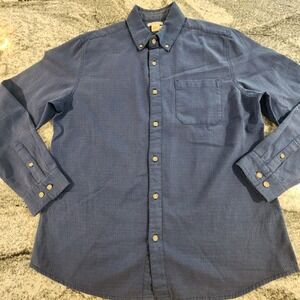 CARBON2COBALT BUTTON DOWN SHIRT MENS MEDIUM BLUE PINK WHITE DOTS COTTON POCKET